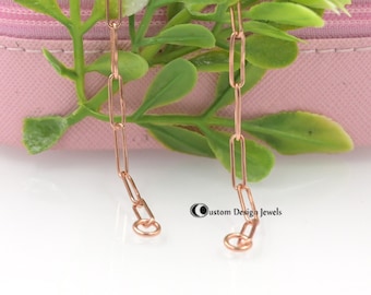 14k Gold Oval Link Chain, Paperclip Necklace, Small Drawn Link
