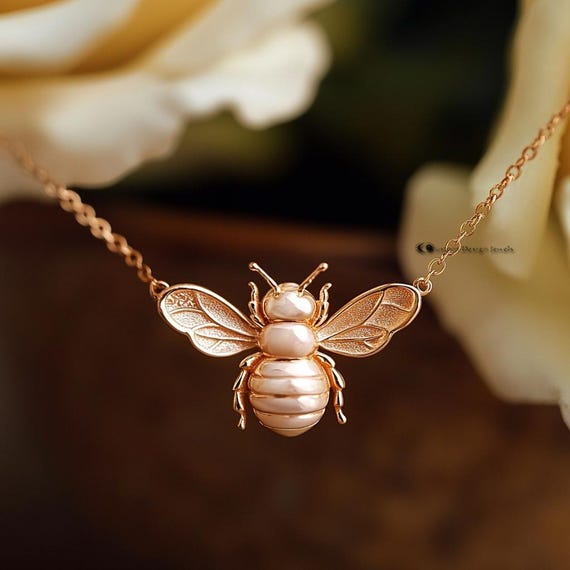 14k Gold Queen Bee Necklace Gold Bee Pendant QUEEN BEE