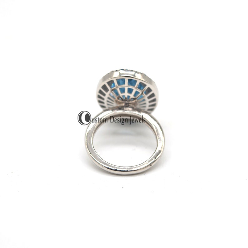 925 Silver Blue Topaz Gemstone ring Blue topaz gemstone ring Wedding ring,Valentine gift Pave diamond designer ring