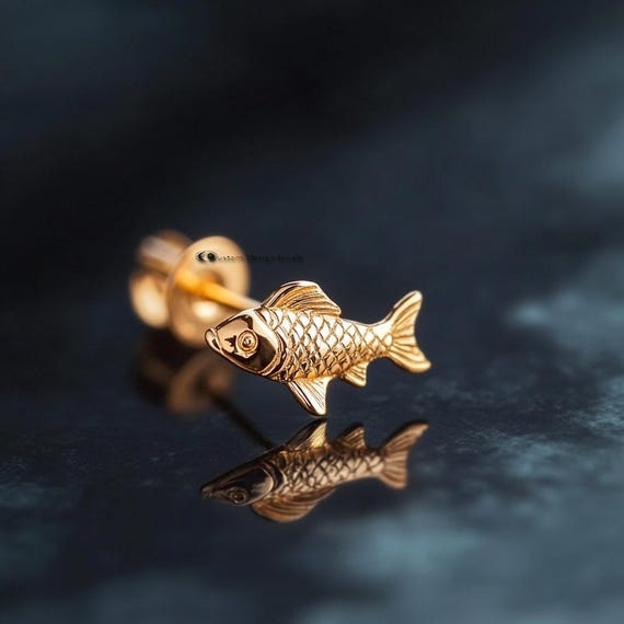 Fish Design Gold Stud Fish Earrings Gold Fish Gold Earring