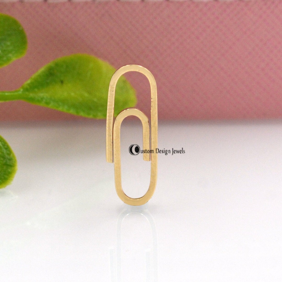 14K Solid Gold Paperclip Lock, Gold Wide Paper Clip Lock, Necklace