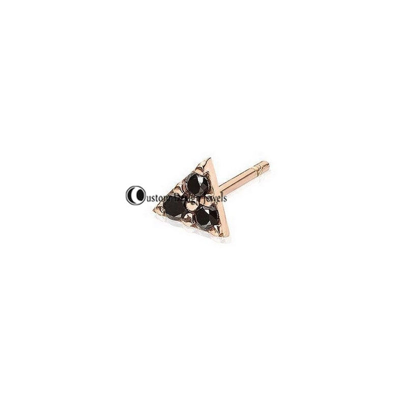 Minimalist Studs 14K Trio Trinity Stud 14K Tiny Studs Earrings Diamond Studs 14K Gold Black Diamond Triangle Stud Triangle Cluster Stud