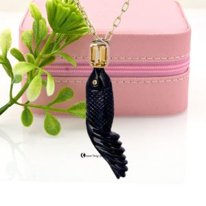 Carved Gemstone Fish Pendant: 925 Silver, Citrine & CZ Eyes