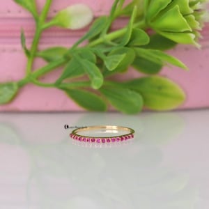 14K Gold Ruby Half Eternity Stacking Ring