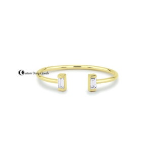 Baguette Ring, Baguette Open Ring, Gold Baguette Ring, Minimalist Ring, Dainty Ring, Delicate Ring, TERINNY RING, Stacking Ring