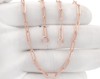 14K Yellow Gold Paperclip Chain, Italian Link Necklace
