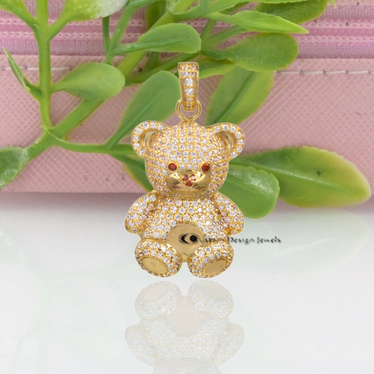925 Silver Teddy Charm Pendant Diamond Teddy Bear Beautiful Puffed Gummy Bear Cham Balloon Teddy Bear Pendant Carving Teddy Bear Pendant Etsy