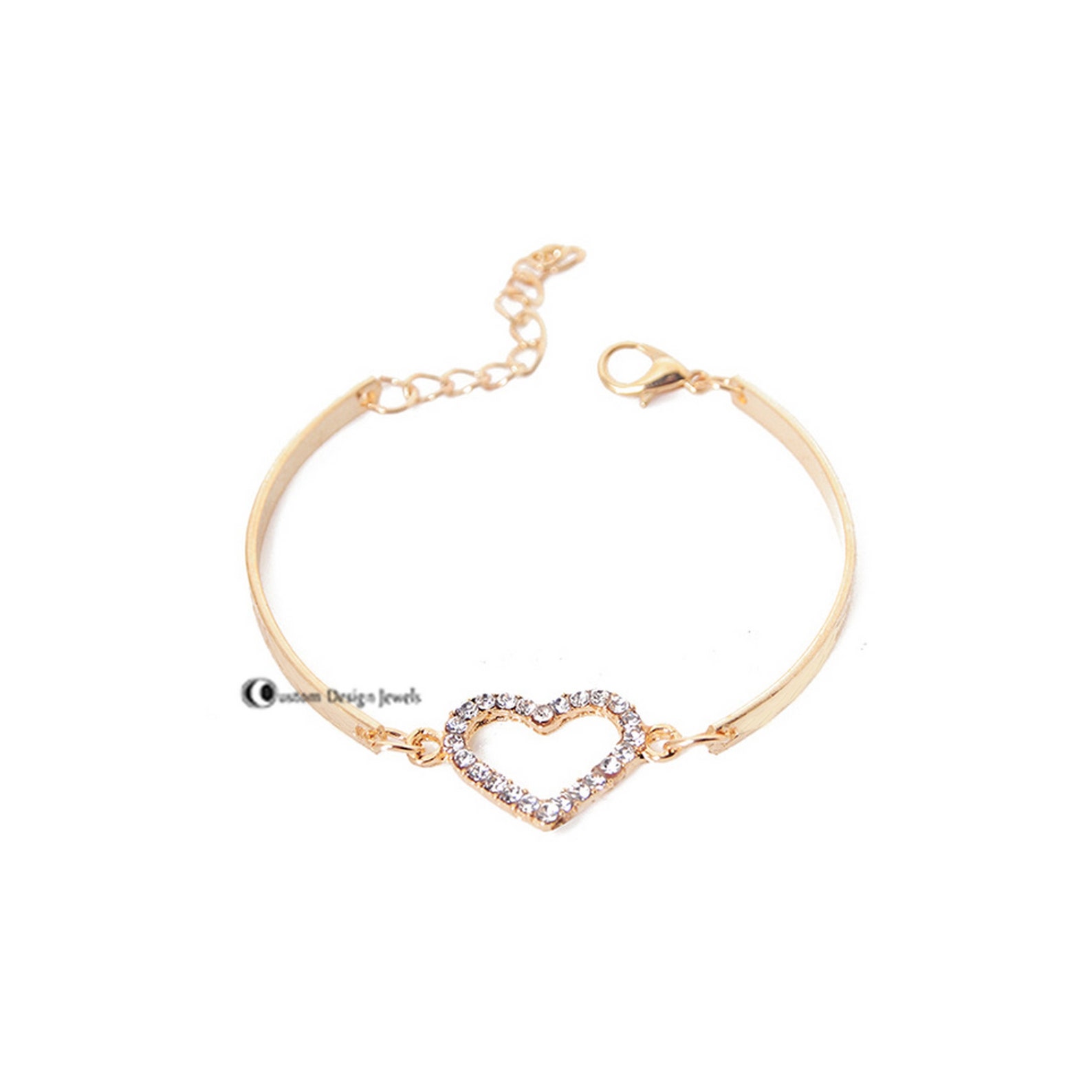 Diamond Heart Bracelet Open Heart Bracelet Diamond Bracelet Etsy