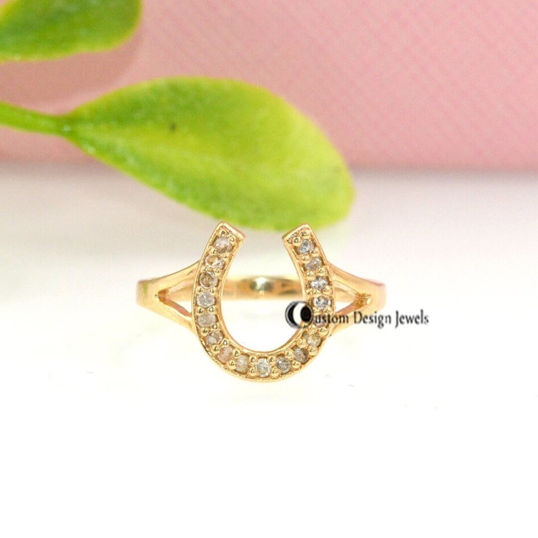 Horseshoe Diamond Ring, 9K Gold Gold Horseshoe Diamond Ring, 9K Gold ...