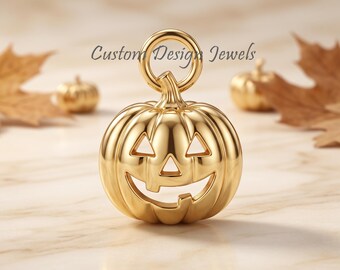 Gepersonaliseerde pompoenhangerketting, Halloween Jack-O-Lantern-bedel, aangepaste naamsieraden, 925 zilveren pompoenhanger, spookachtig cadeau voor haar