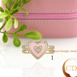 925 Silver Pink Opal  Heart Ring , Designer Heart Gemstone Ring , Gold Plated And Heart ring , Gemstone Signet Heart , Heart Shape Ring