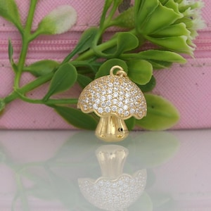 925 Silver Gemstone Mushroom Pendant, Magic Mushroom Pendant, Designer Mushroom Pendant, Mushroom Pendant, Small Mushroom Charm Pendant
