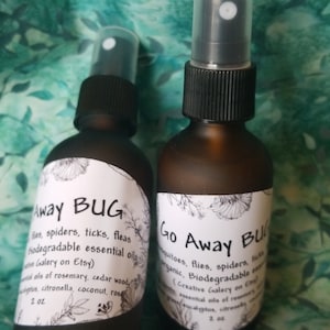 GO AWAY BUG - Fly, mosquito, tick repellent. Organic, Vegan, Biodegradable