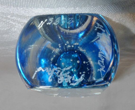 Fire Island Art Glass Azure Blue Controlled Bubbl… - image 6