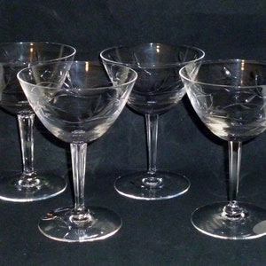 4 pcs Vintage Fostoria WHISPER 6089 CHAMPAGNE Goblet Sherbet Glasses Cocktail SIGNED