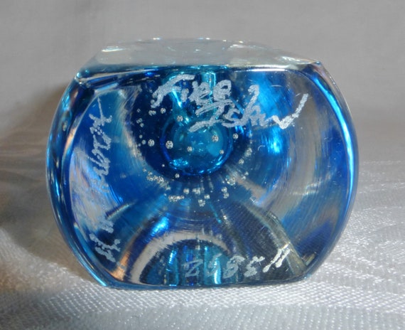 Fire Island Art Glass Azure Blue Controlled Bubbl… - image 5