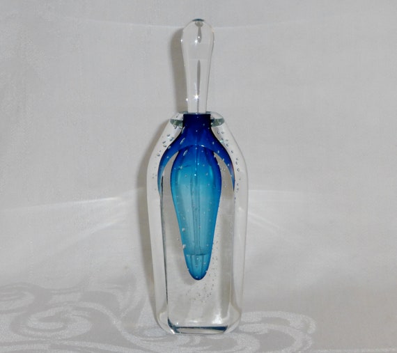 Fire Island Art Glass Azure Blue Controlled Bubbl… - image 2