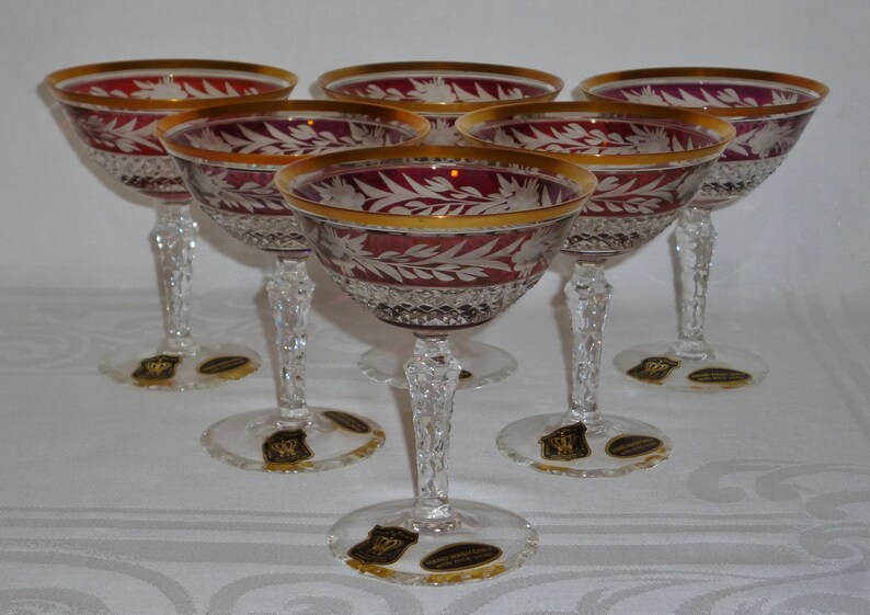 4 Glastonbury Lotus MAJESTY Oyster Cocktail Goblets Glasses Etsy