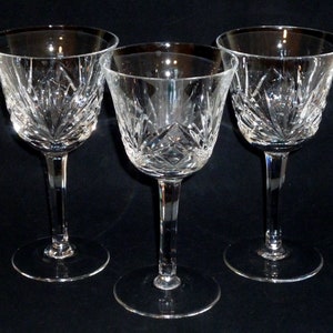 3 pcs Gorham CHERRYWOOD Nachtmann Nierstein Crystal WHITE WINE Goblets Glasses 6-3/8&quot;