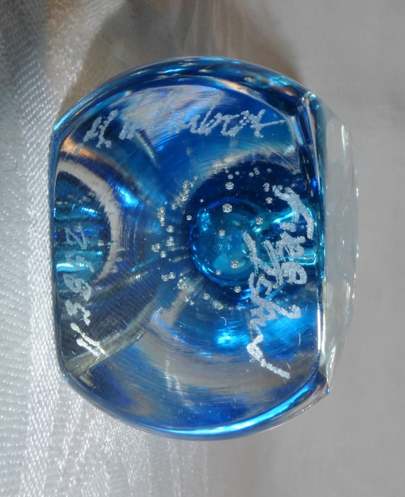 Fire Island Art Glass Azure Blue Controlled Bubbl… - image 7