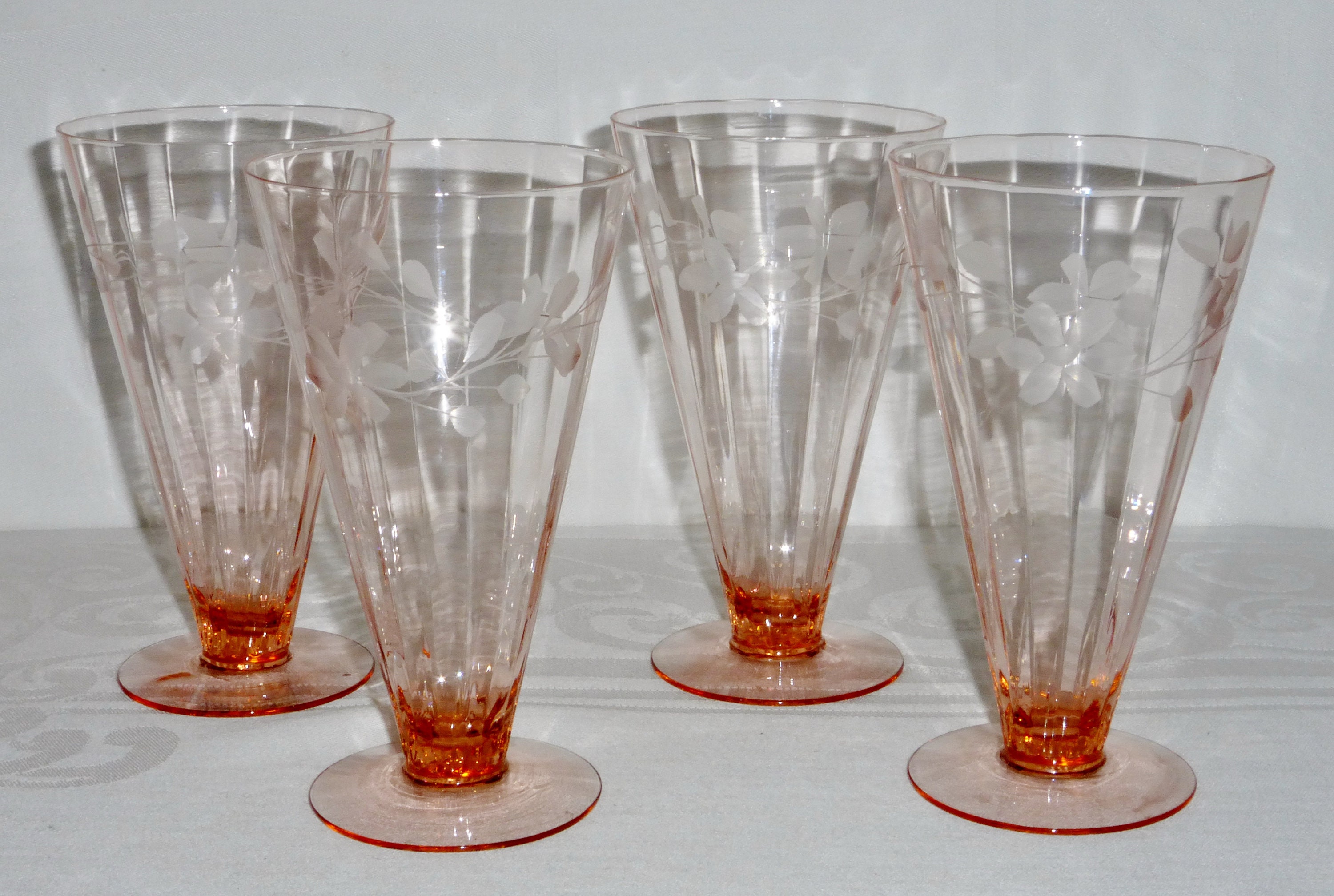 Tiffin Franciscan Byzantine Clear Etched Optic Footed Iced Tea Glass - Ruby  Lane