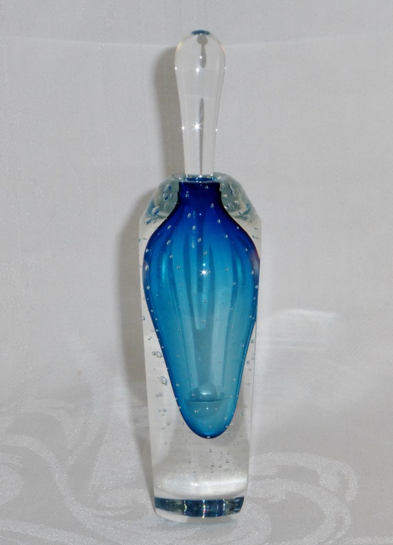 Fire Island Art Glass Azure Blue Controlled Bubbl… - image 3