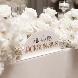 Dome Personalised Top Table Acrylic Mr & Mrs Sign, Wedding Table Decor