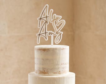 Personalized 3D Layered Acrylic Wedding Cake Topper