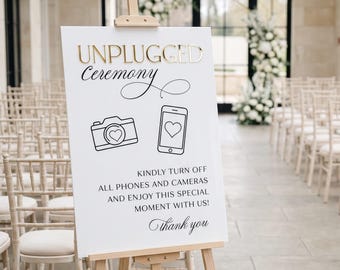 Unplugged Ceremony Acrylic Wedding Sign, 3D Lettering, A3,A2,A1