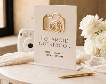 Acrylic Polaroid Guestbook Sign, Modern Wedding Table Decor