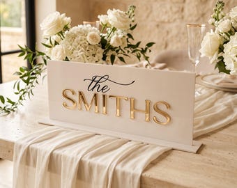 Rectangle Personalised Acrylic Mr & Mrs Sign, Wedding Table Decor