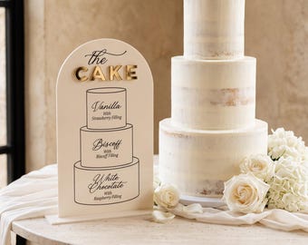 Personalised Acrylic Cake Flavour Sign: Wedding Reception Decor, A5, A4