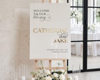 Personalised Acrylic Wedding Welcome Sign: 3D Mirror Names, Modern Luxe Signage, A2,A3,A1