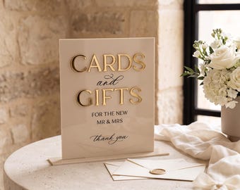 Acrylic Cards and Gifts Sign: Modern Wedding Table Decor