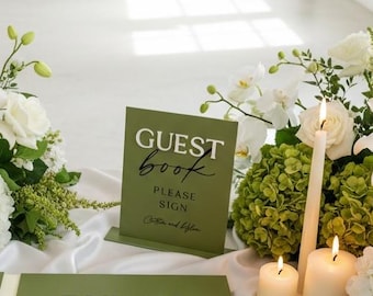 Libro de firmas de acrílico para bodas, recepción de boda moderna y lujosa, A4, A5