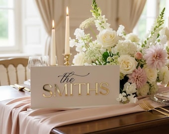 Rechthoekig gepersonaliseerde toptafel acryl Mr & Mrs-bord, tafeldecoratie bruiloft