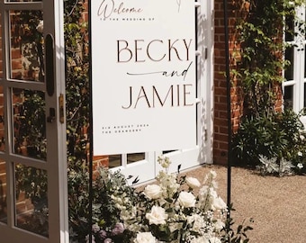 Acrylic Wedding Welcome Sign with 3D Mirror names - Luxury Wedding Reception Signage - Personalised Wedding Welcome Sign, A1, A2, A3