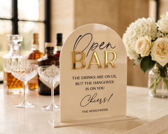 Open Bar Sign, Drinks are on us, the hangover is on you!