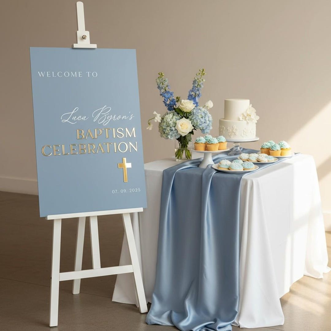 Personalised Baptism Christening Welcome Sign, 3D Mirror Lettering ...
