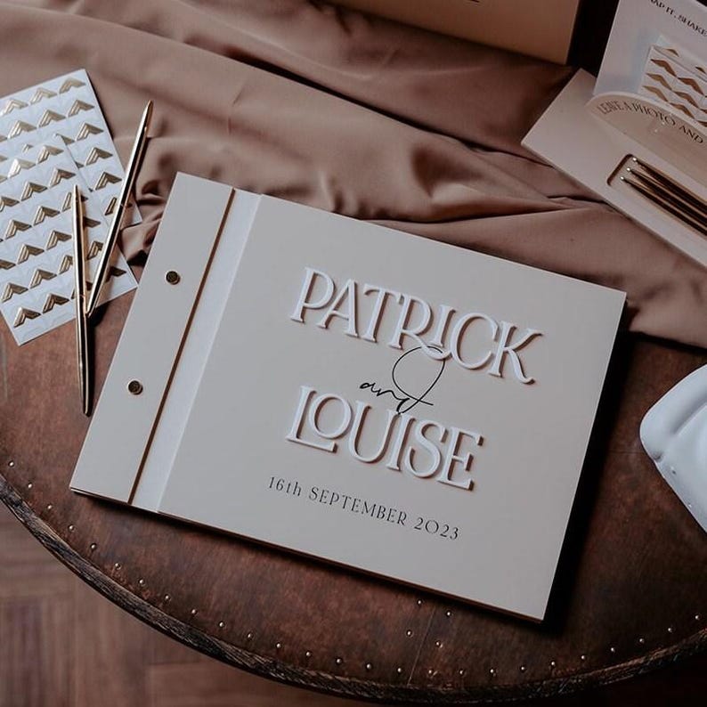 Personalised Acrylic Wedding Guestbook, Modern and Luxury Wedding Reception Book, A4 image 1