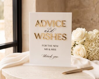 Advice & Wishes, Wedding Guestbook Sign, Luxury Modern Wedding Reception, A5, A4