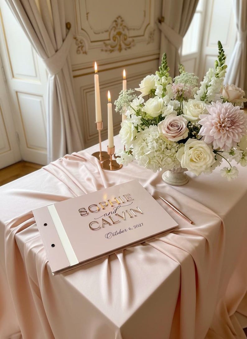 Personalised Acrylic Wedding Guestbook, Modern and Luxury Wedding Reception Book, A4 image 2