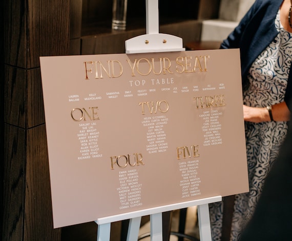 Personalised Acrylic Wedding Seating Plan, 3D Mirror Lettering Sign, A3,A2,A1