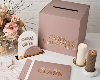Personalised Acrylic Trio Set, Guestbook, Card Box + Duo Sign, Wedding Reception
