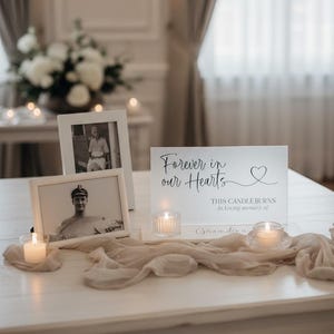 Frosted Acrylic Memorial Sign, Wedding Remembrance Table Decor, LED Candle Included