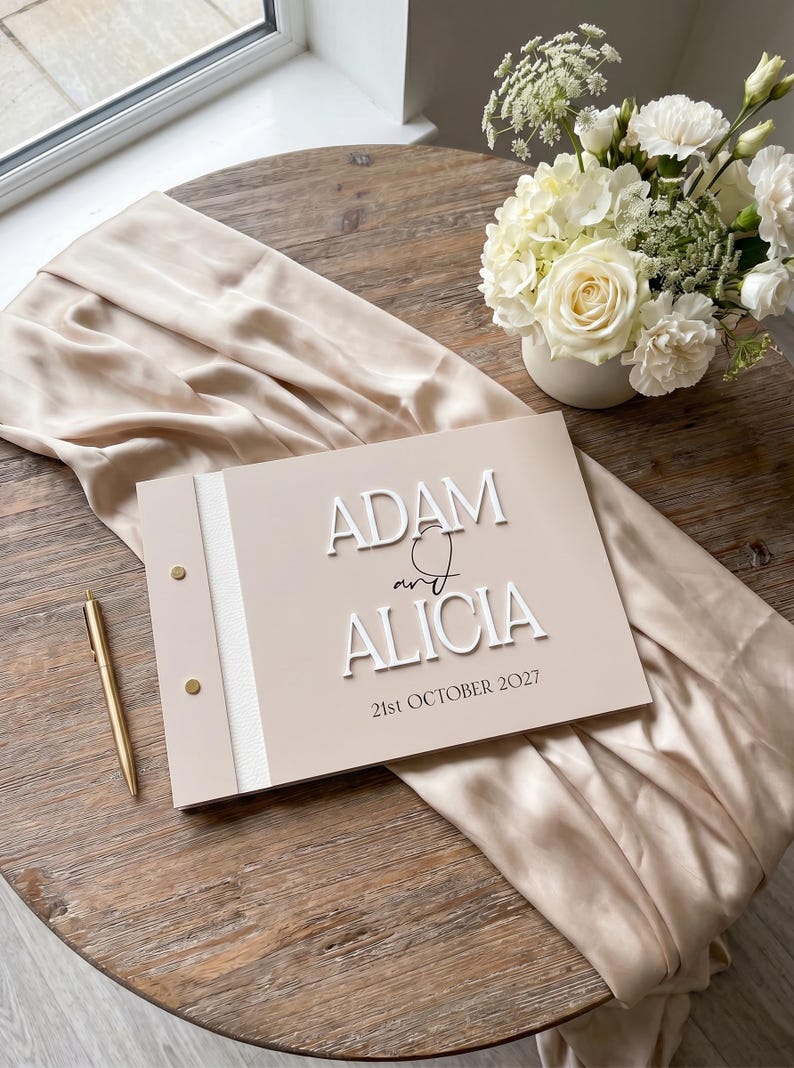 Personalised Acrylic Wedding Guestbook, Modern Luxury Wedding Reception Book, A4 image 4