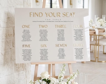 Personalised Acrylic Wedding Seating Plan, 3D Mirror Lettering Sign, A3,A2,A1