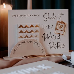 Polaroid Set - Sign with Accessories ( guestbook NOT included ), wedding sign, guestbook sign, Polaroid Guestbook, Photo corners
