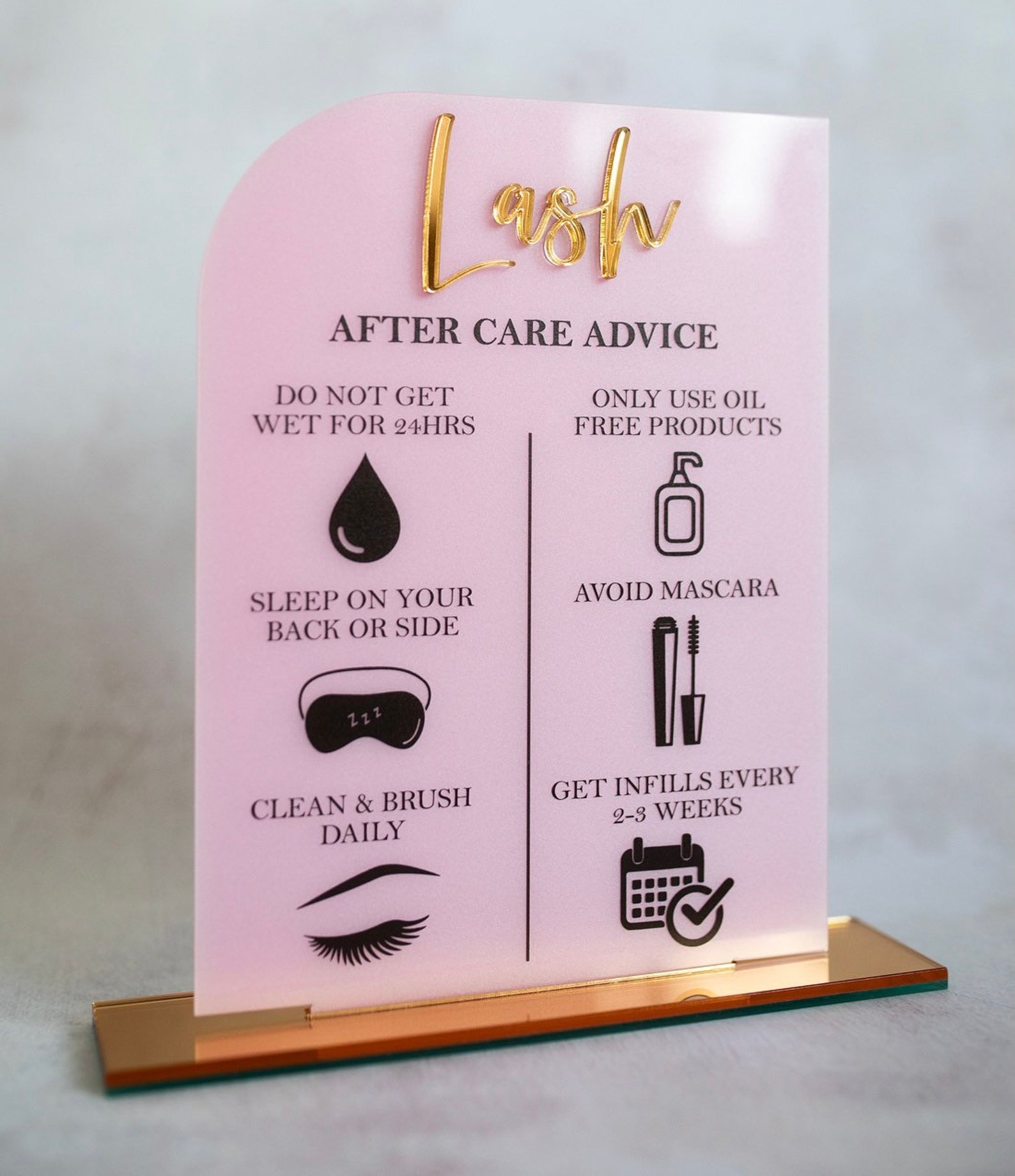 Full Acrylic After Care Sign Salon Sign Lash Care Brow Etsy