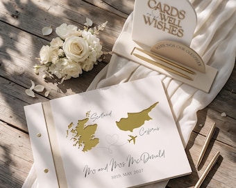 Duo' Destination Wedding Set, A4 Acrylic Guestbook + Duo Sign - with Pens